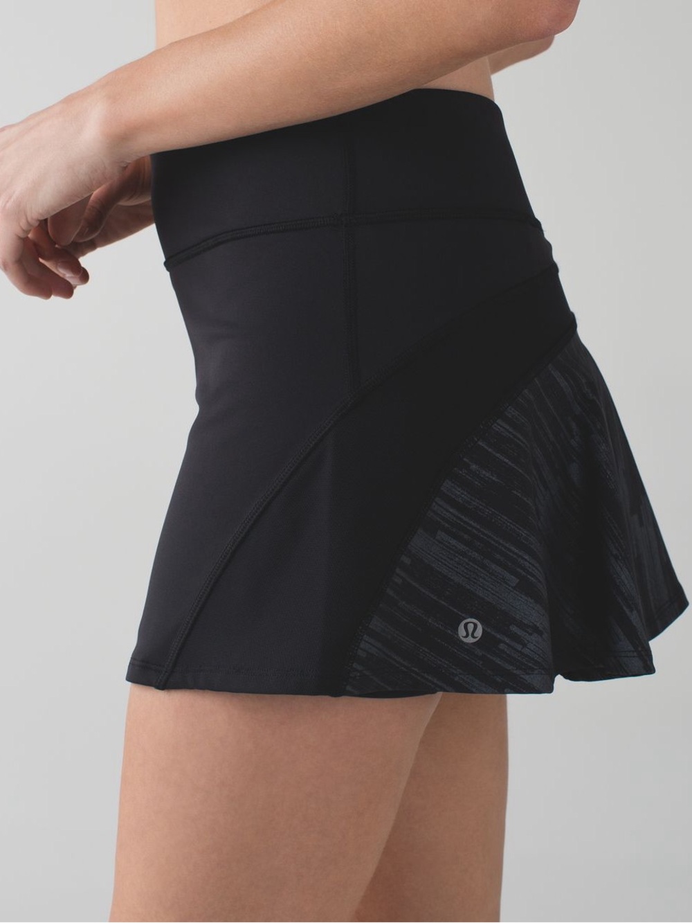 lululemon athletica Black High-Waist Skater Skirt with Patterned Panel